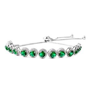 🆕 Simulated Sapphire & Diamond Bolo Bracelet